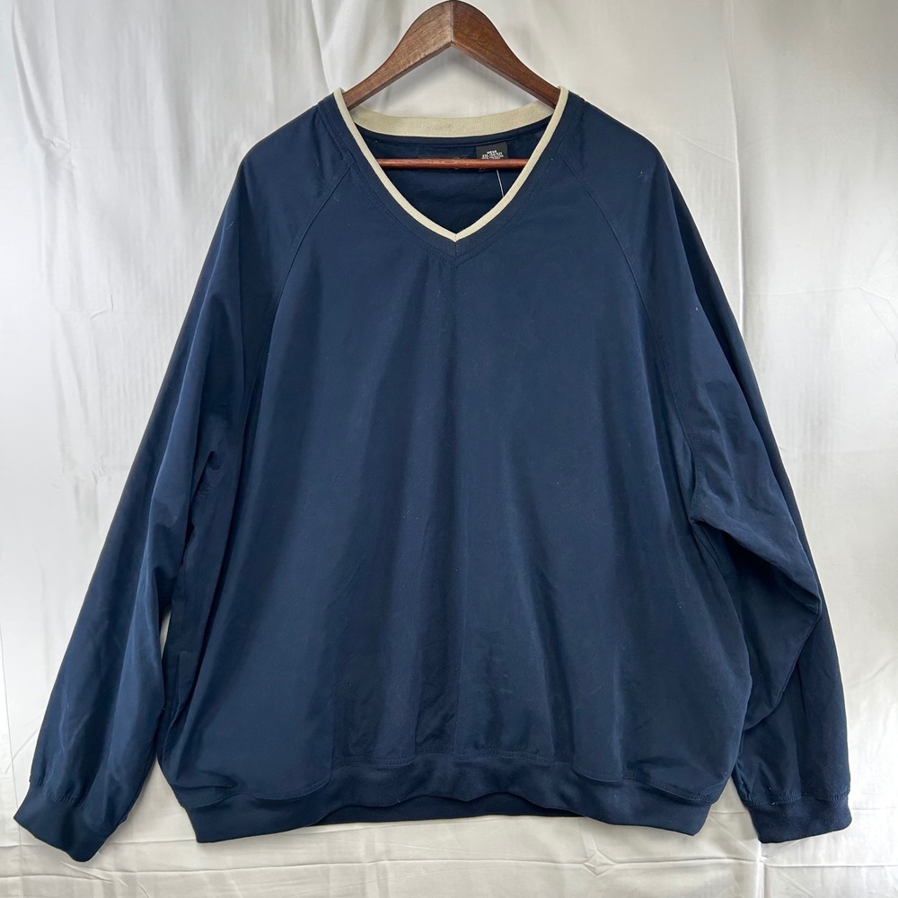 George Golf Windshirt Men 2XL Dark Navy Blue Wind Rain Repellent V-Neck Pullover